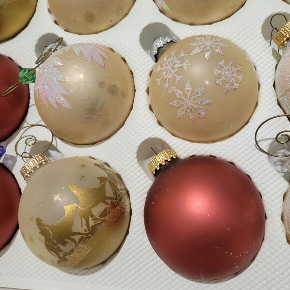 Glass Christmas Ornaments VINTAGE Lot 24 pcs boxed Rauch Ind. Frosted Kitschy - Picture 5 of 12